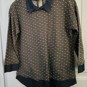 Ann Taylor Brown Polka Dot Layered-Look Blouse